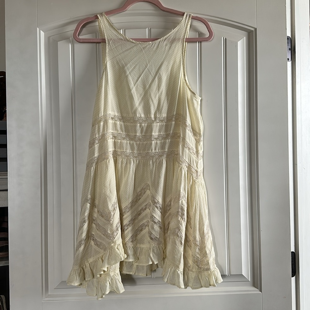 Intimately Free People Swing Lace Inset Tunic Cream Polka Dot - Picture 4 of 5